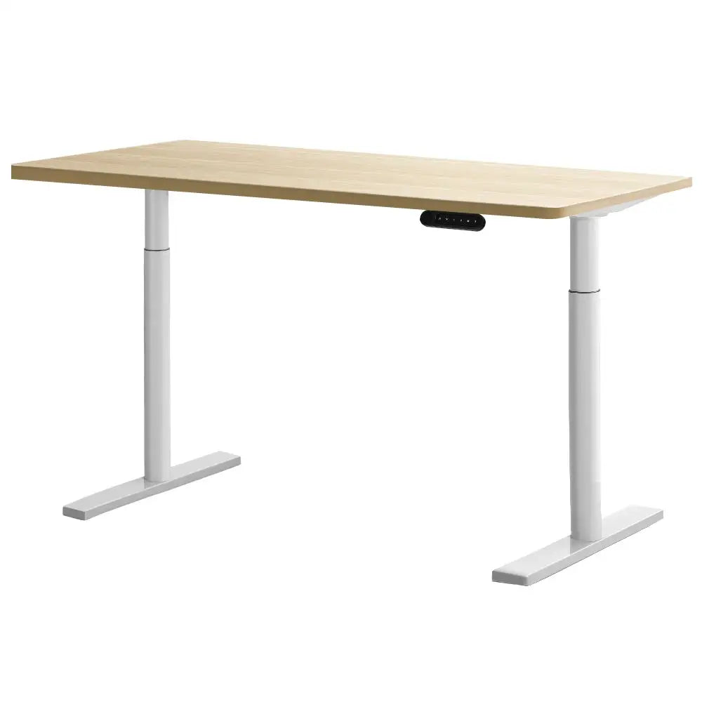 Artiss Standing Desk Motorised Electric Dual Motor 120CM White Oak - Furniture > Office