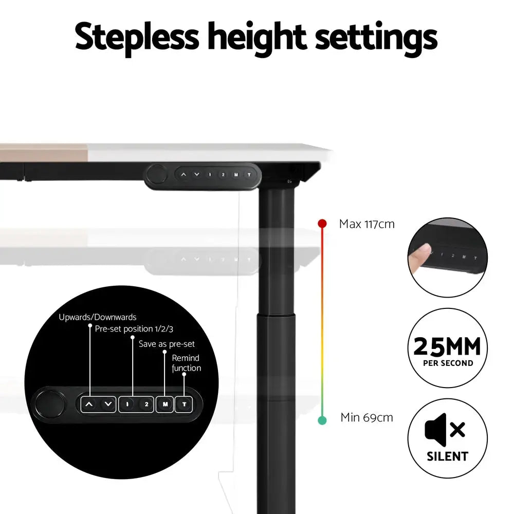 Artiss Standing Desk Motorised Electric Dual Motor 140CM - Furniture > Office > Desks