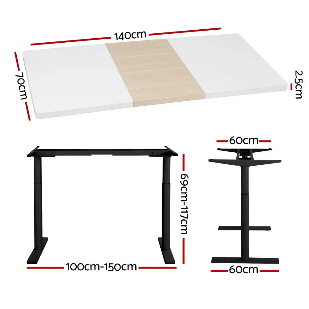 Artiss Standing Desk Motorised Electric Dual Motor 140CM - Furniture > Office > Desks