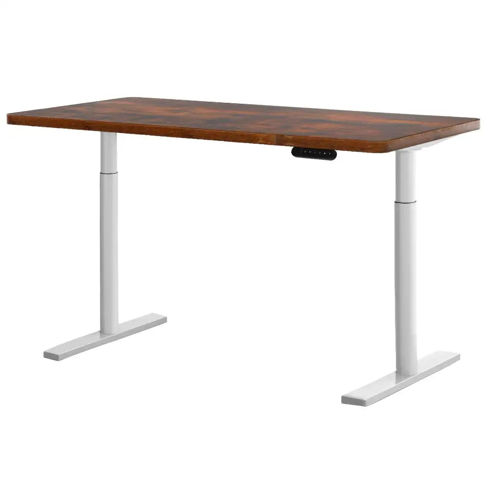 Artiss Standing Desk Motorised Electric Dual Motor 140CM Rustic Brown - Furniture > Office