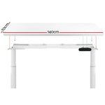 Artiss Standing Desk Motorised Electric Dual Motor 140CM White - Furniture > Office