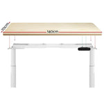 Artiss Standing Desk Motorised Electric Dual Motor 140CM White Oak - Furniture > Office