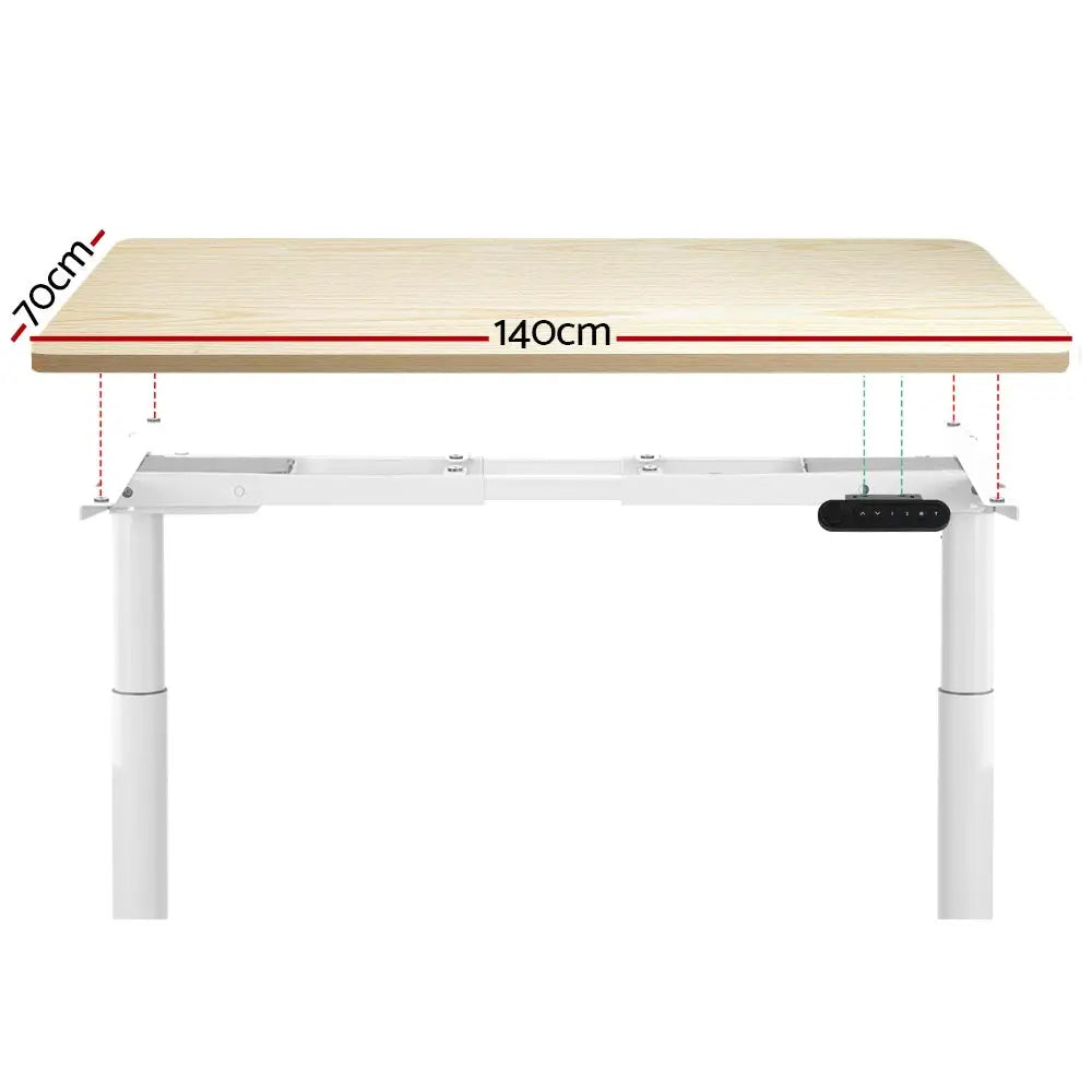 Artiss Standing Desk Motorised Electric Dual Motor 140CM White Oak - Furniture > Office