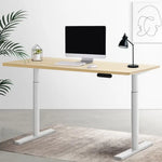 Artiss Standing Desk Motorised Electric Dual Motor 140CM White Oak - Furniture > Office