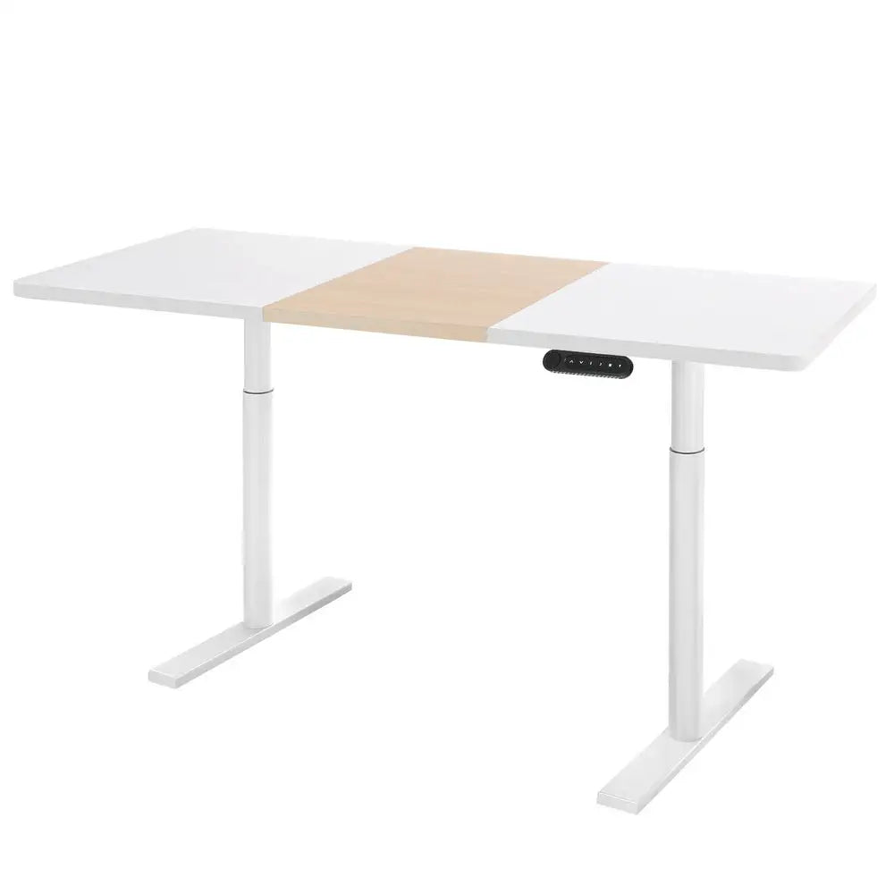 Artiss Standing Desk Motorised Electric Dual Motor 140CM White Pine - Furniture > Office > Desks
