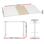 Artiss Standing Desk Motorised Electric Dual Motor 140CM White Pine - Furniture > Office > Desks