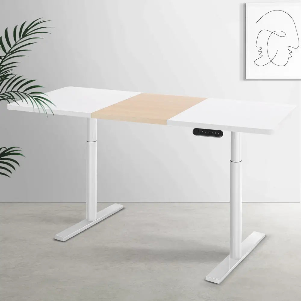 Artiss Standing Desk Motorised Electric Dual Motor 140CM White Pine - Furniture > Office > Desks