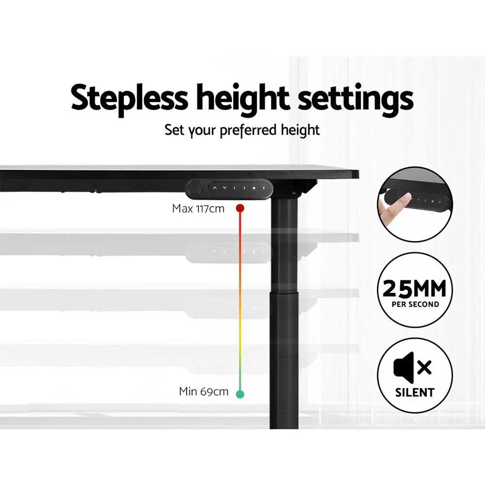 Artiss Standing Desk Motorised Electric Dual Motor Black 120CM - Furniture > Office