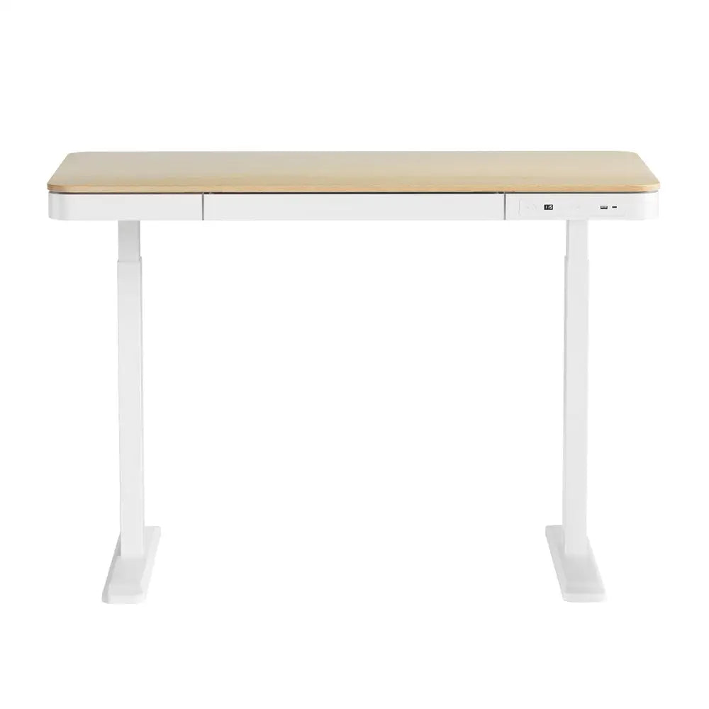 Artiss Standing Desk Motorised Electric Dual Motor Draw 120CM Oak - Furniture > Office