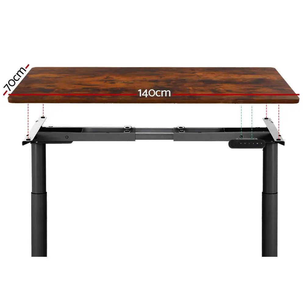 Artiss Standing Desk Motorised Electric Dual Motor Rustic Brown 140CM - Furniture > Office