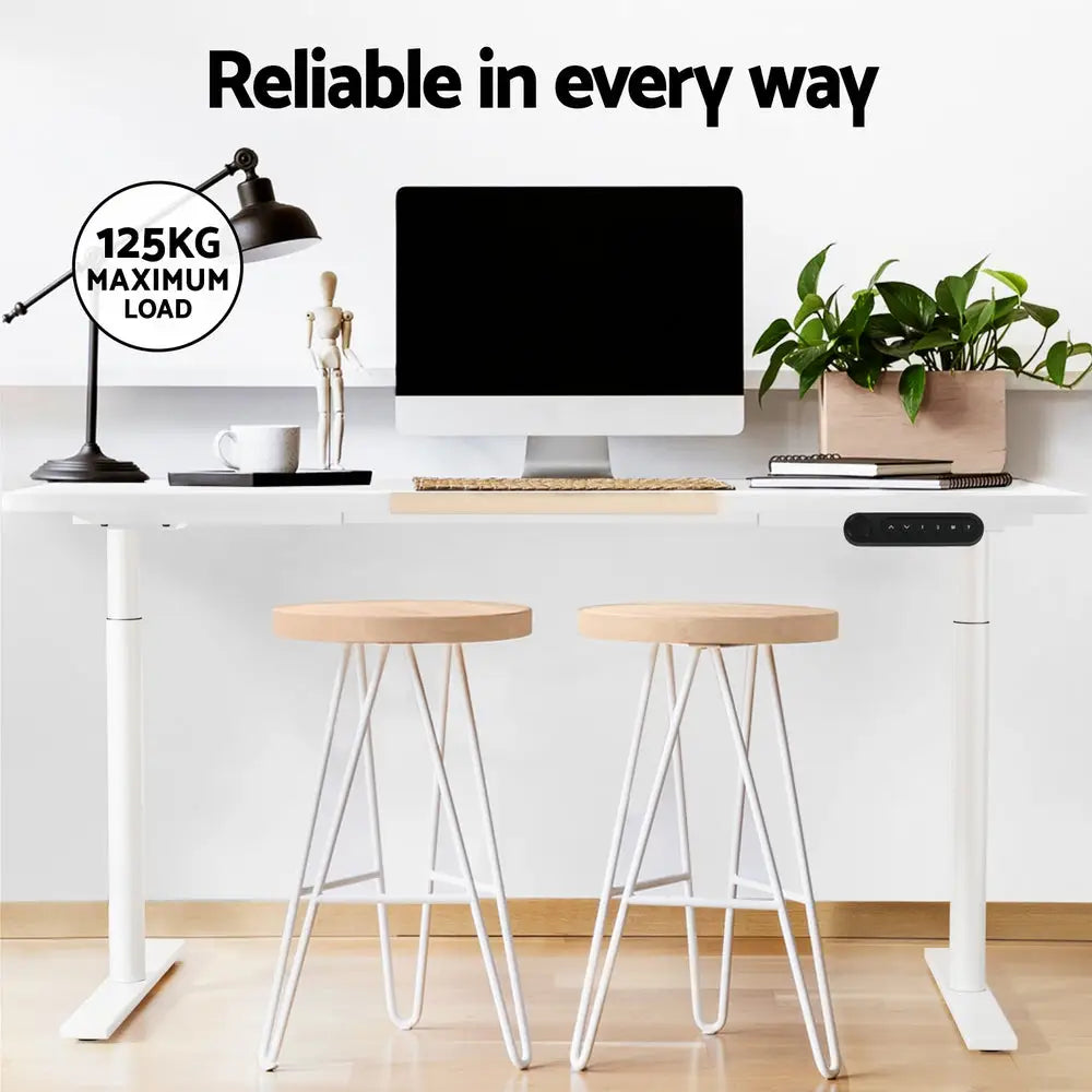 Artiss Standing Desk Motorised Electric Dual Motor Splice White Pine 120CM - Furniture > Office > Desks