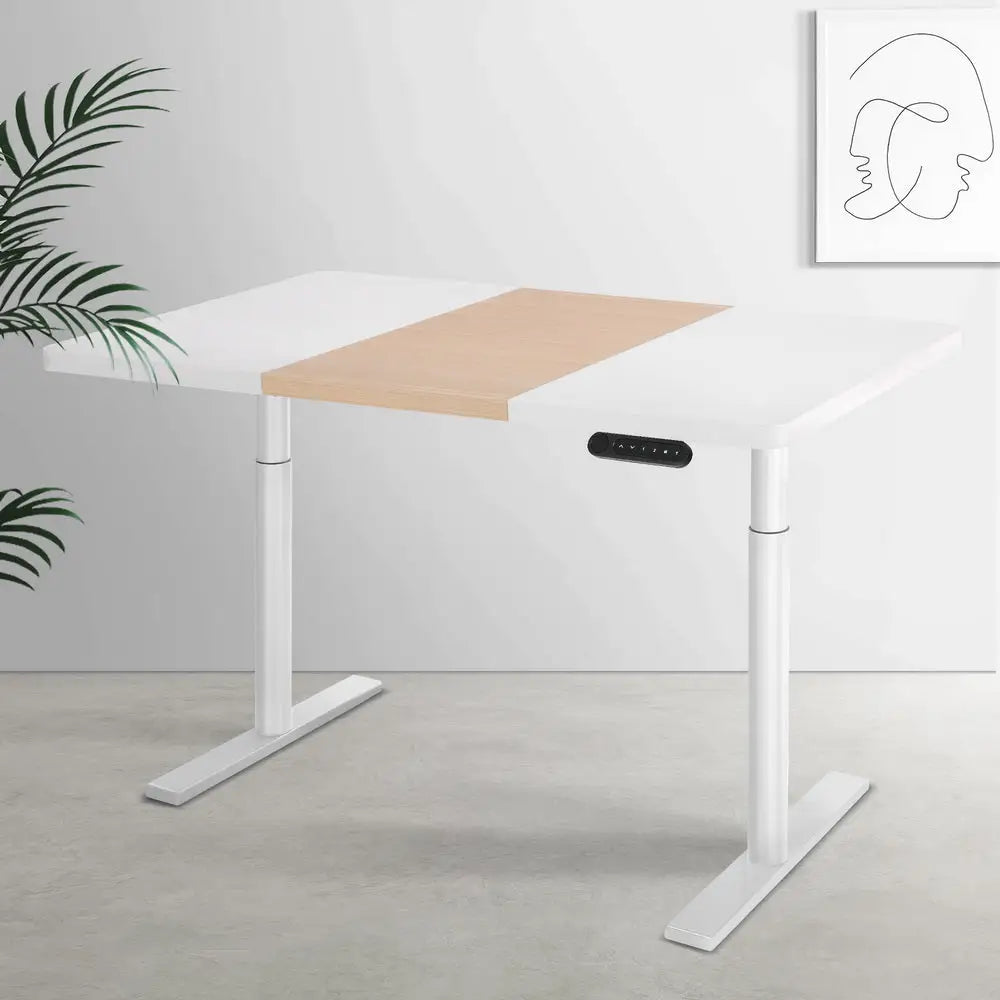 Artiss Standing Desk Motorised Electric Dual Motor Splice White Pine 120CM - Furniture > Office > Desks