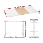 Artiss Standing Desk Motorised Electric Dual Motor Splice White Pine 120CM - Furniture > Office > Desks