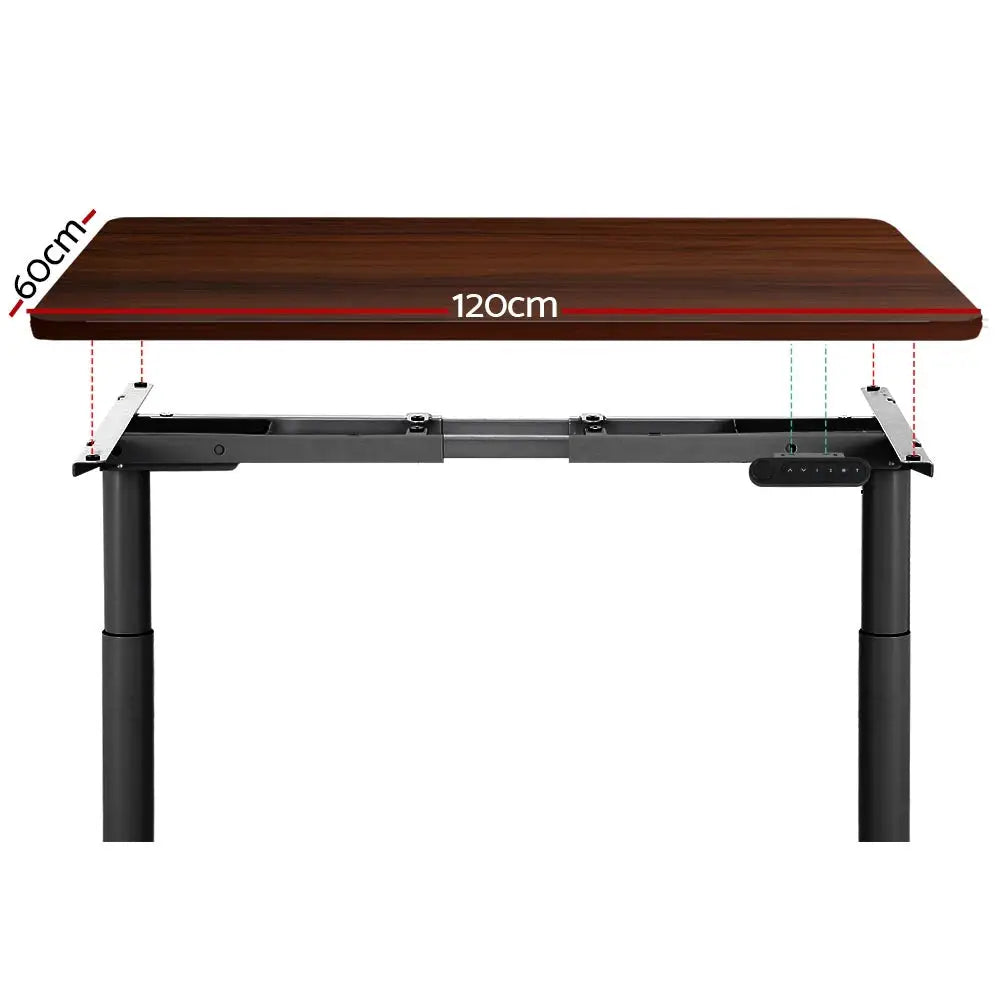 Artiss Standing Desk Motorised Electric Dual Motor Walnut 120CM - Furniture > Office
