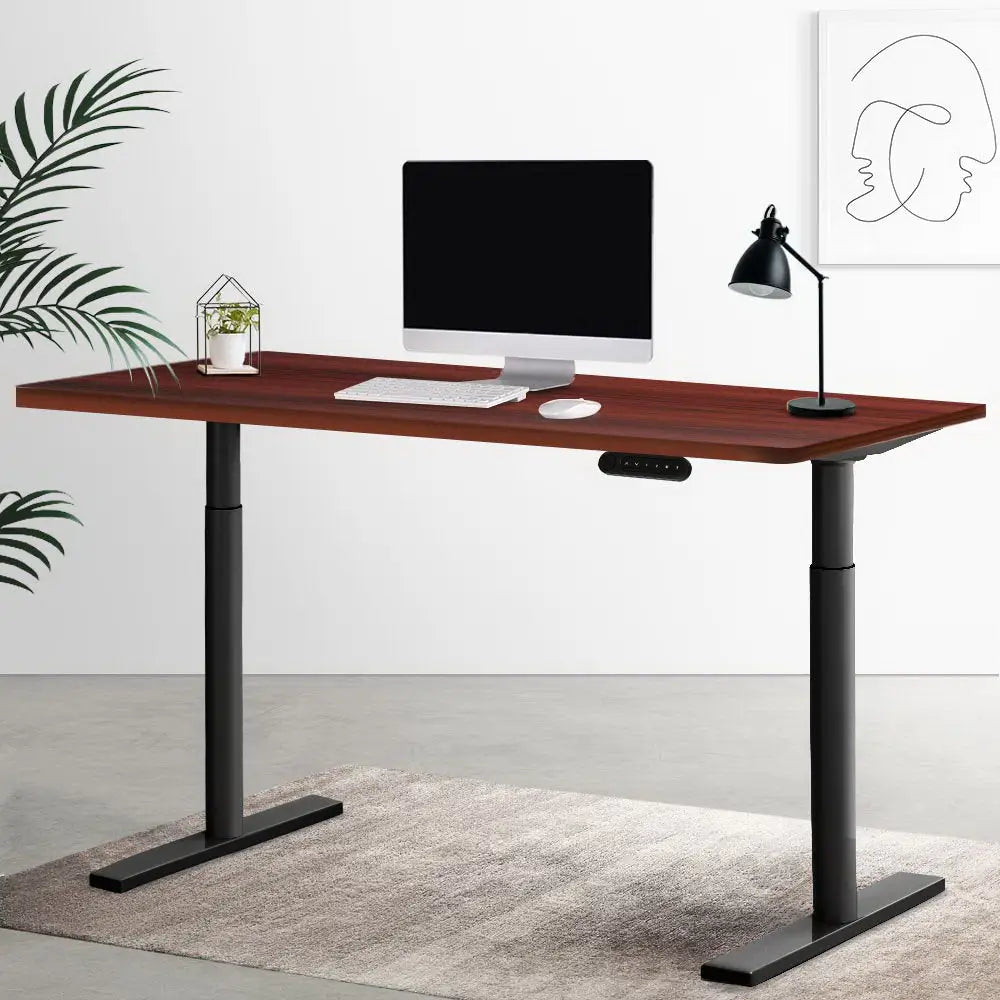 Artiss Standing Desk Motorised Electric Dual Motor Walnut 120CM - Furniture > Office