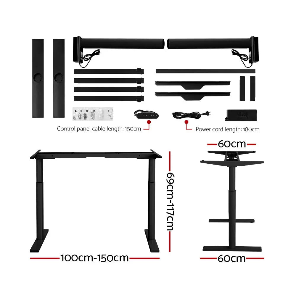 Artiss Standing Desk Motorised Electric Dual Motor White 120CM - Furniture > Office