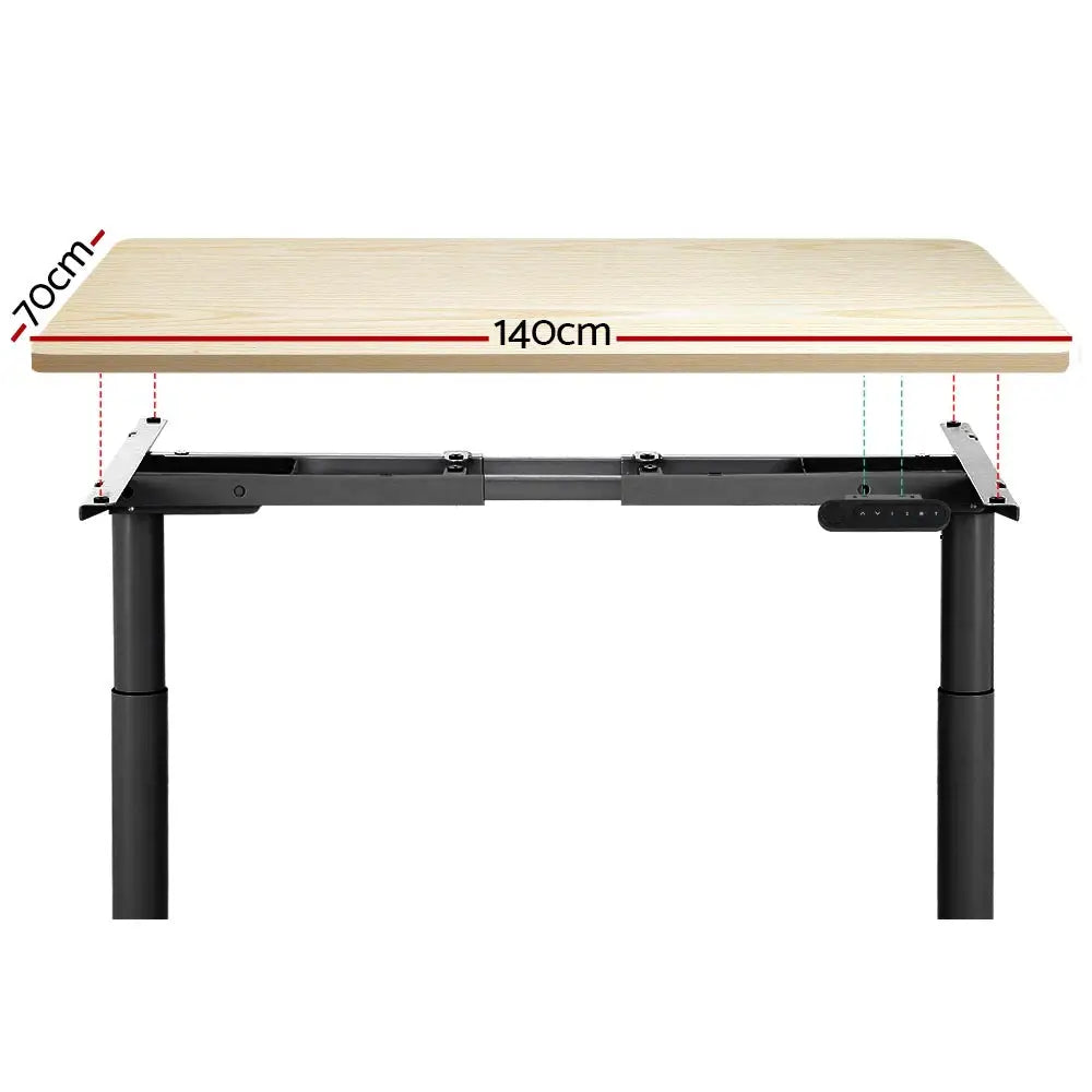 Artiss Standing Desk Motorised Electric Dual Motor White Oak 140CM - Furniture > Office