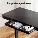 Artiss Standing Desk Motorised Electric Motor Drawer 120CM Black - Furniture > Office > Desks