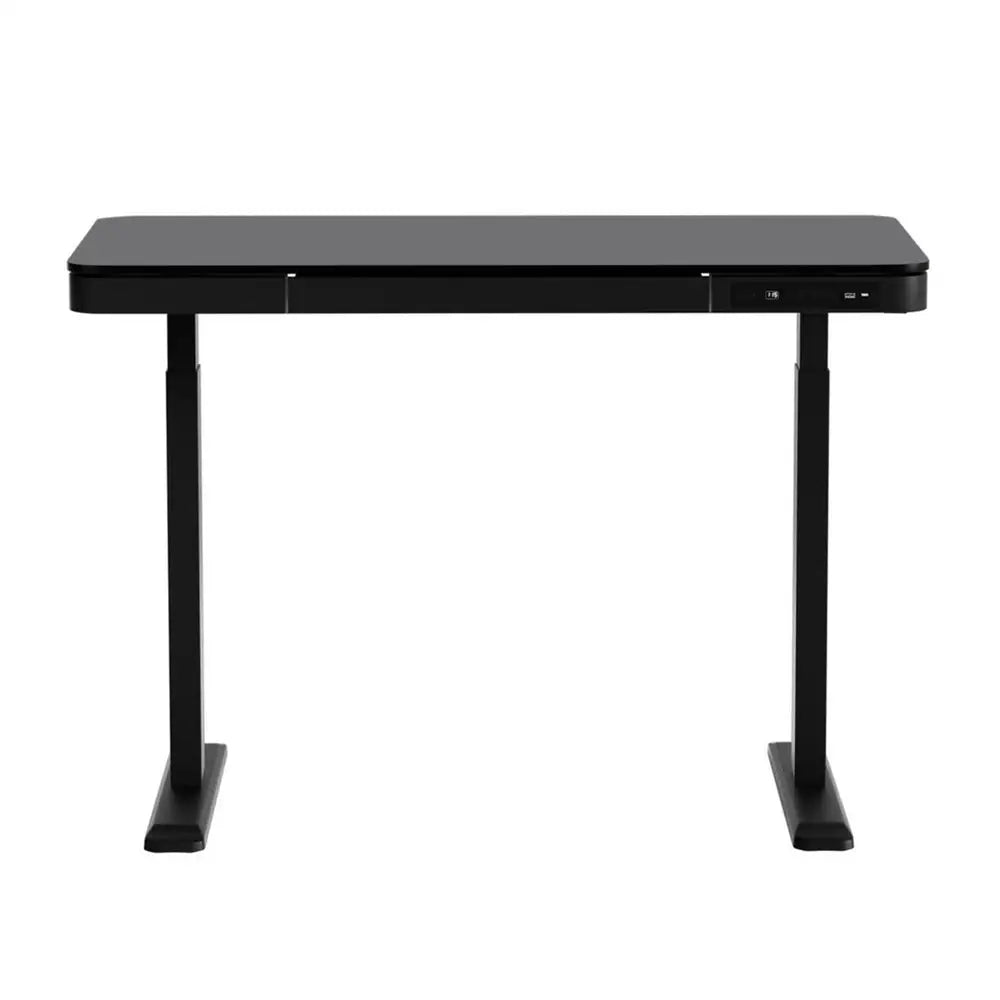 Artiss Standing Desk Motorised Electric Motor Drawer 120CM Black - Furniture > Office > Desks
