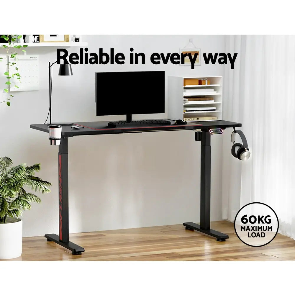Artiss Standing Desk Motorised Gaming Desks Black 140CM - Furniture > Office