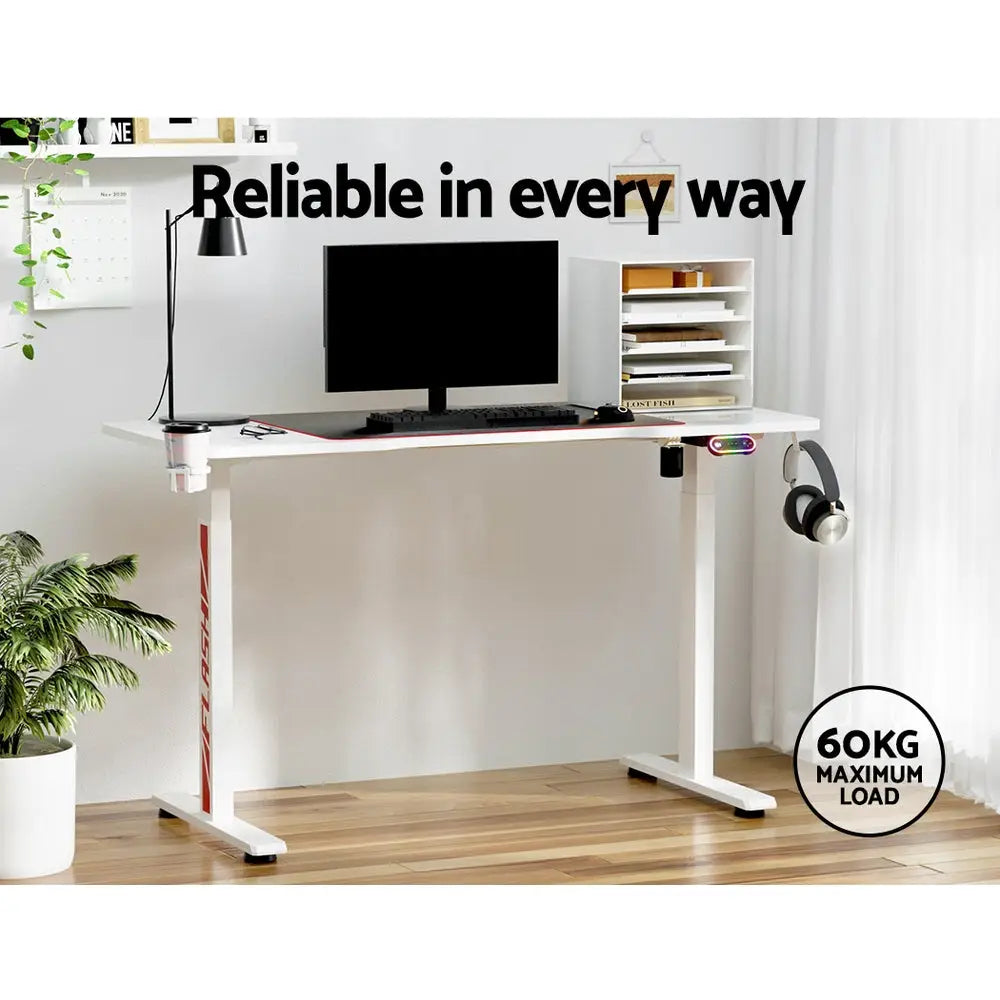 Artiss Standing Desk Motorised Gaming Desks White 140CM - Furniture > Office
