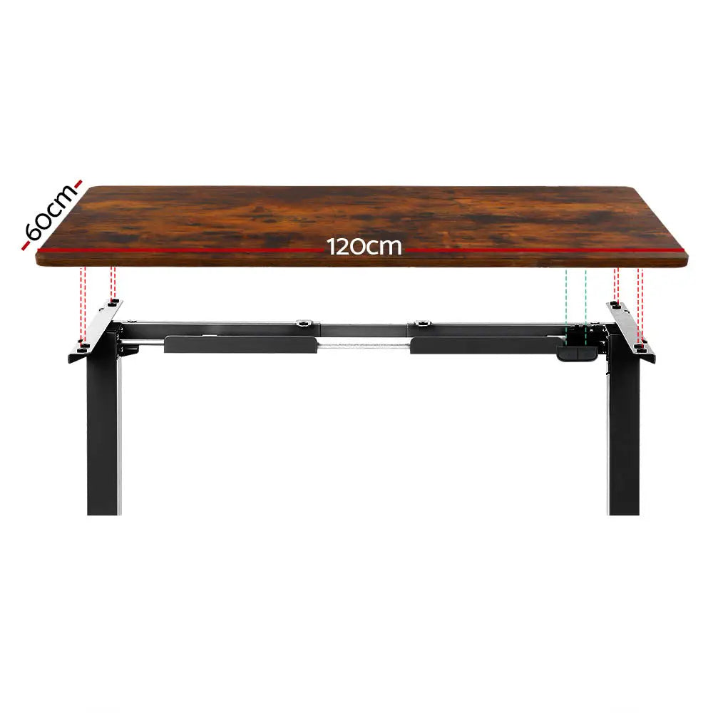 Artiss Standing Desk Motorised Rustic Brown 120CM - Furniture > Office