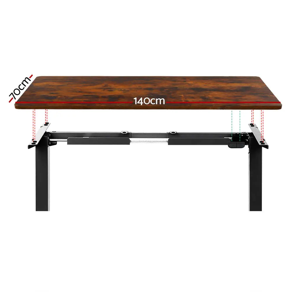 Artiss Standing Desk Motorised Rustic Brown 140CM - Furniture > Office
