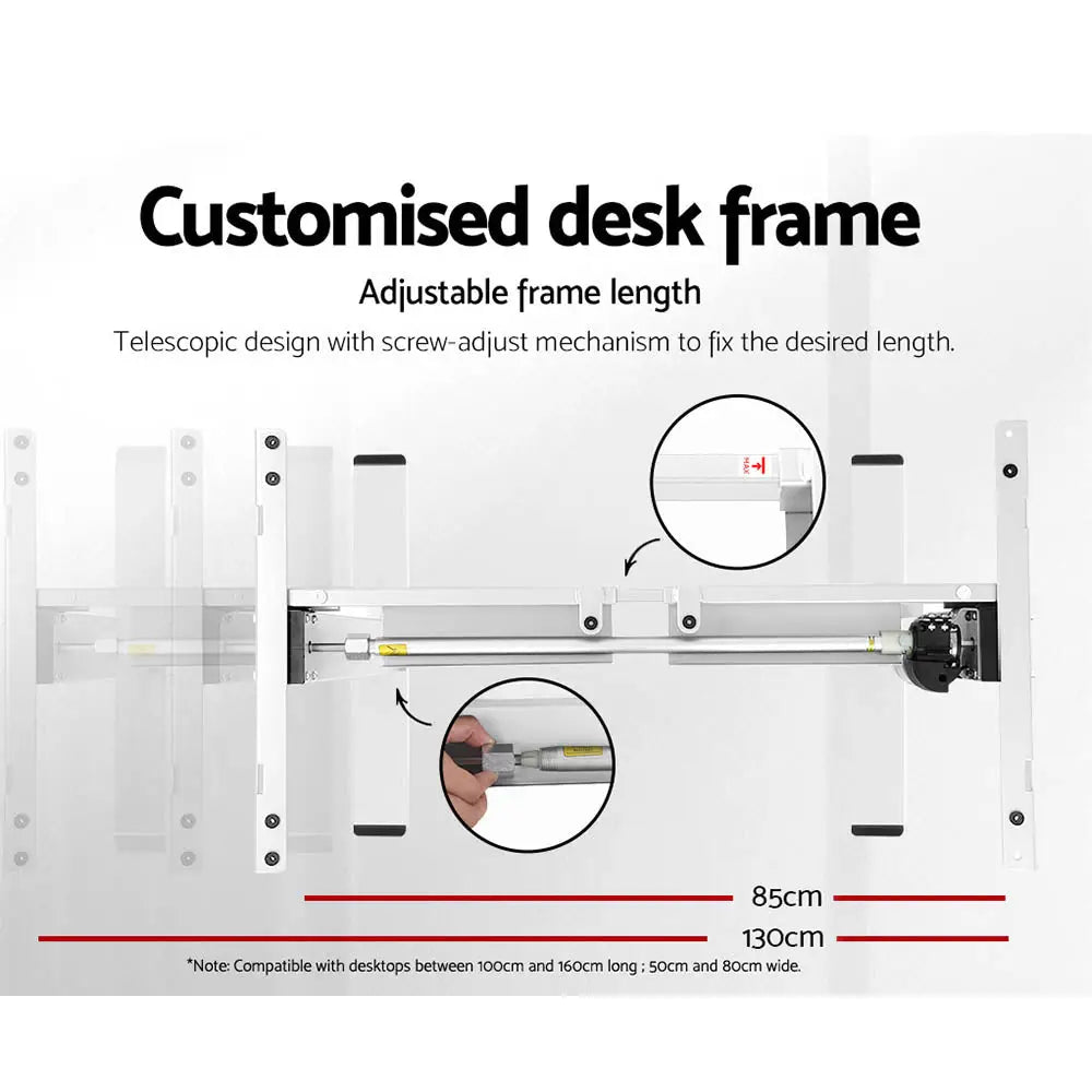 Artiss Standing Desk Motorised Sit Stand Desks Black 140CM - Furniture > Office