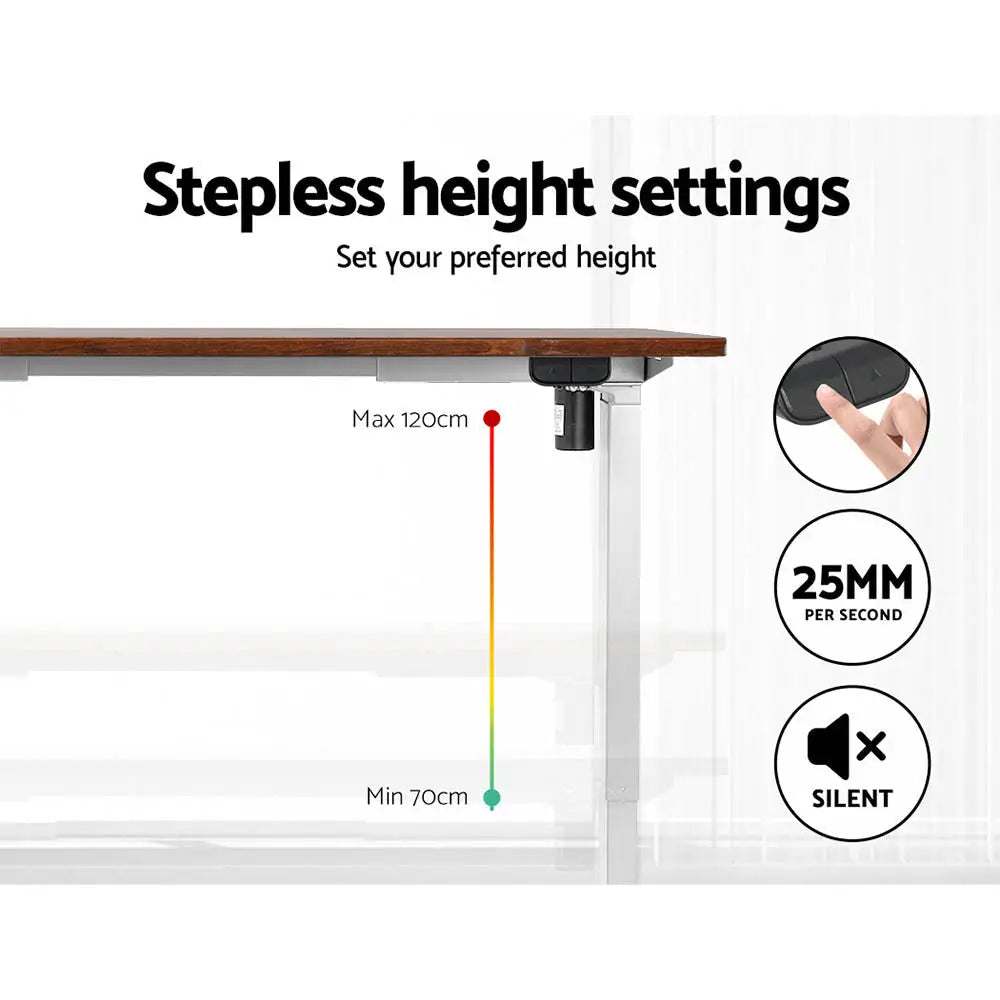 Artiss Standing Desk Motorised Sit Stand Desks Rustic Brown 120CM - Furniture > Office