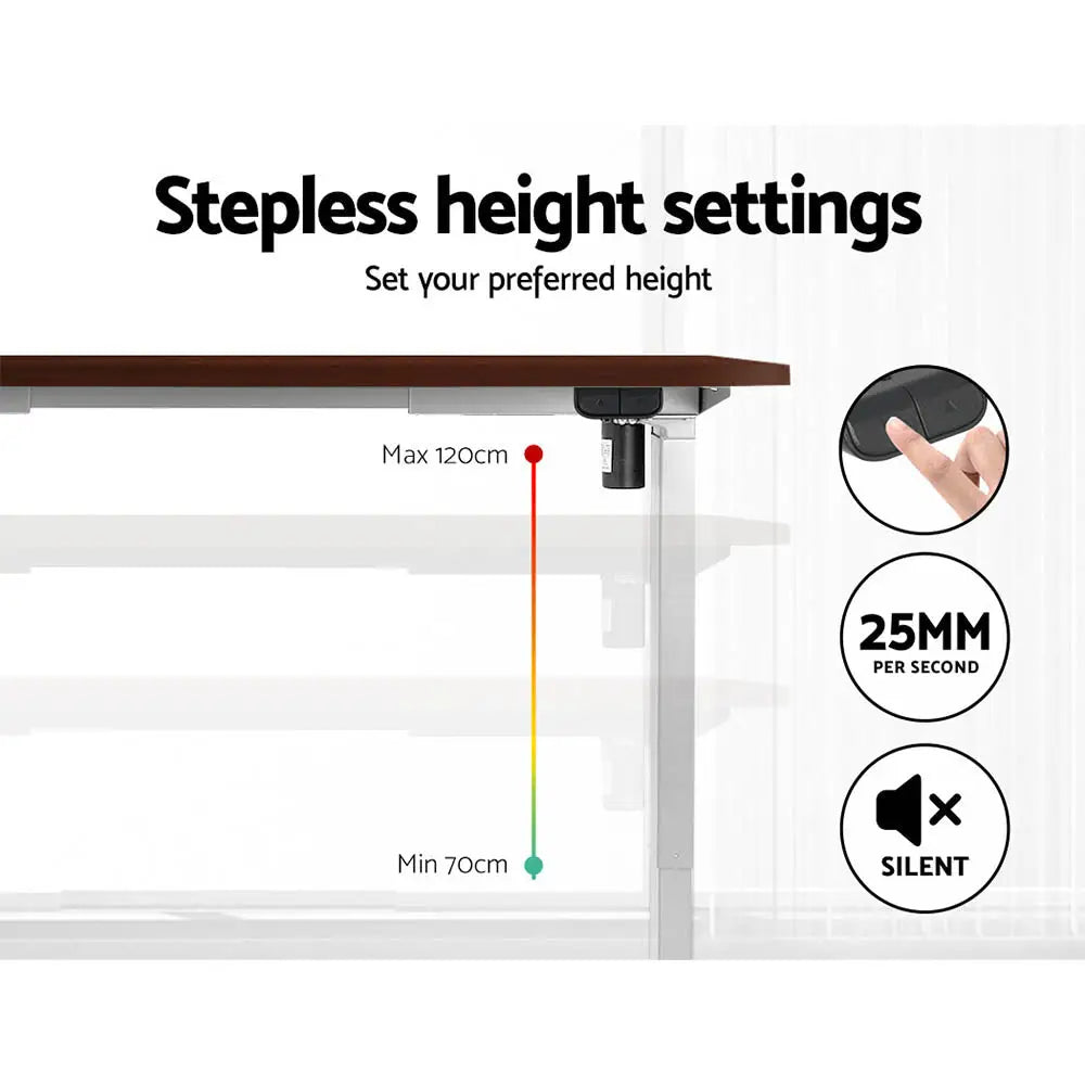 Artiss Standing Desk Motorised Sit Stand Desks Walnut 140CM - Furniture > Office