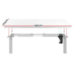 Artiss Standing Desk Motorised Sit Stand Desks White 140CM - Furniture > Office
