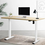 Artiss Standing Desk Motorised Sit Stand Desks White Oak 140CM - Furniture > Office