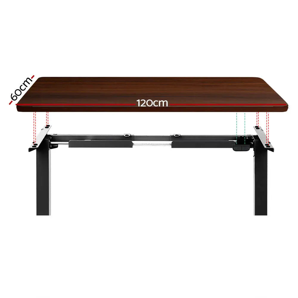Artiss Standing Desk Motorised Walnut 120CM - Furniture > Office