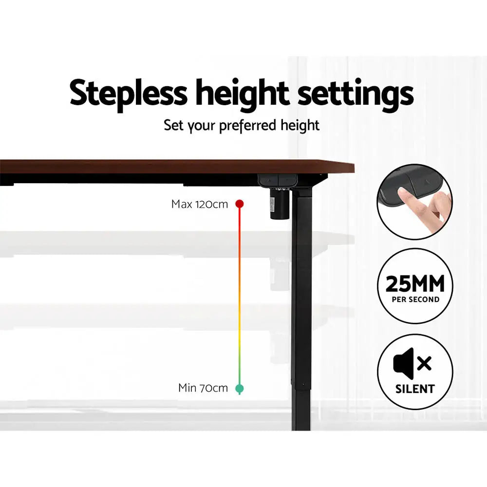 Artiss Standing Desk Motorised Walnut 140CM - Furniture > Office