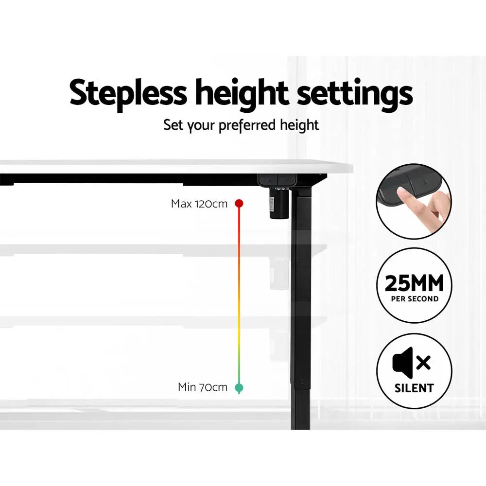 Artiss Standing Desk Motorised White 140CM - Furniture > Office