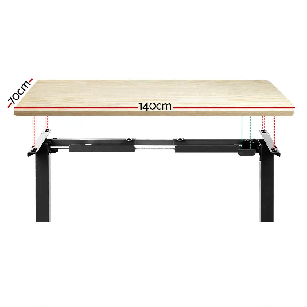 Artiss Standing Desk Motorised White Oak 140CM - Furniture > Office