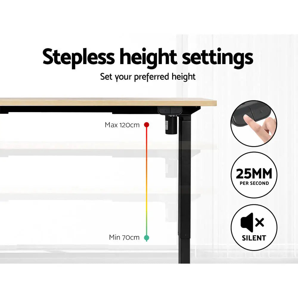 Artiss Standing Desk Motorised White Oak 140CM - Furniture > Office