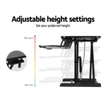 Artiss Standing Desk Riser Height Adjustable Black 80CM - Furniture > Office