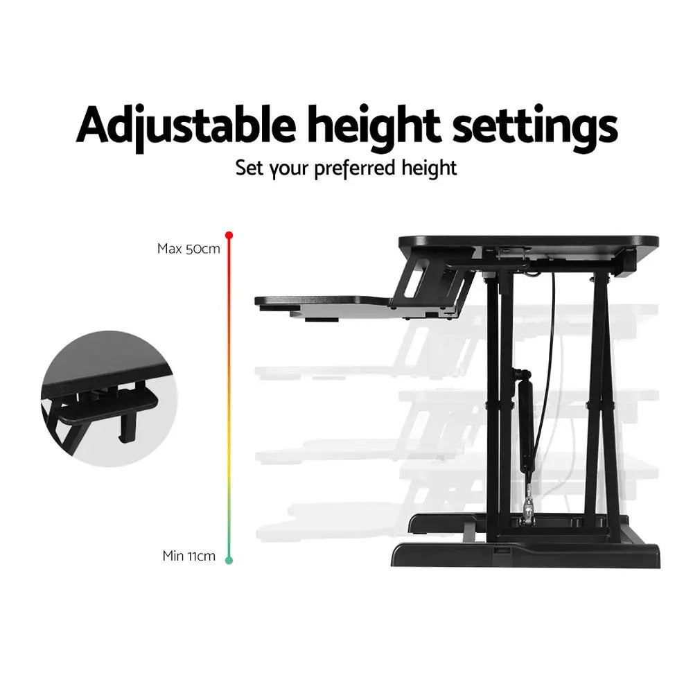 Artiss Standing Desk Riser Height Adjustable Black 80CM - Furniture > Office