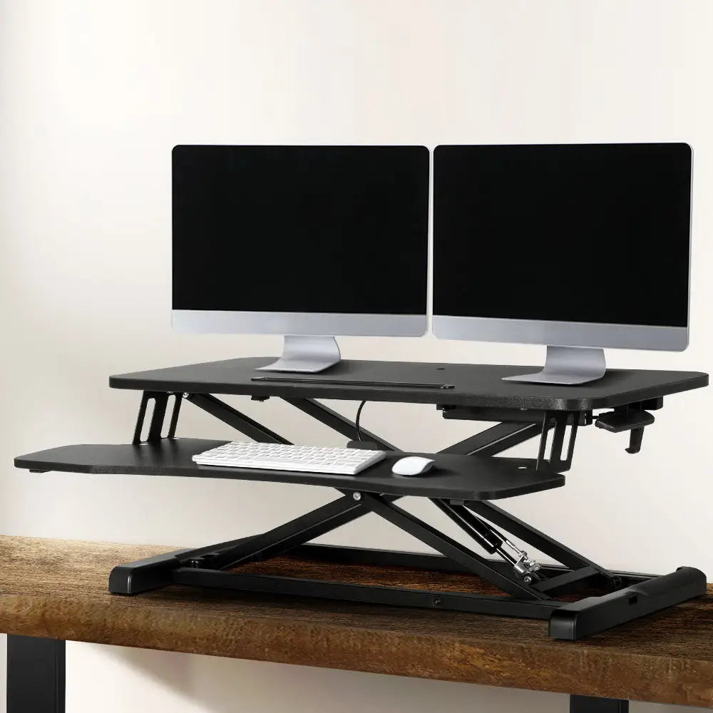 Artiss Standing Desk Riser Height Adjustable Black 80CM - Furniture > Office