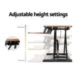 Artiss Standing Desk Riser Height Adjustable Rustic Brown 80CM - Furniture > Office