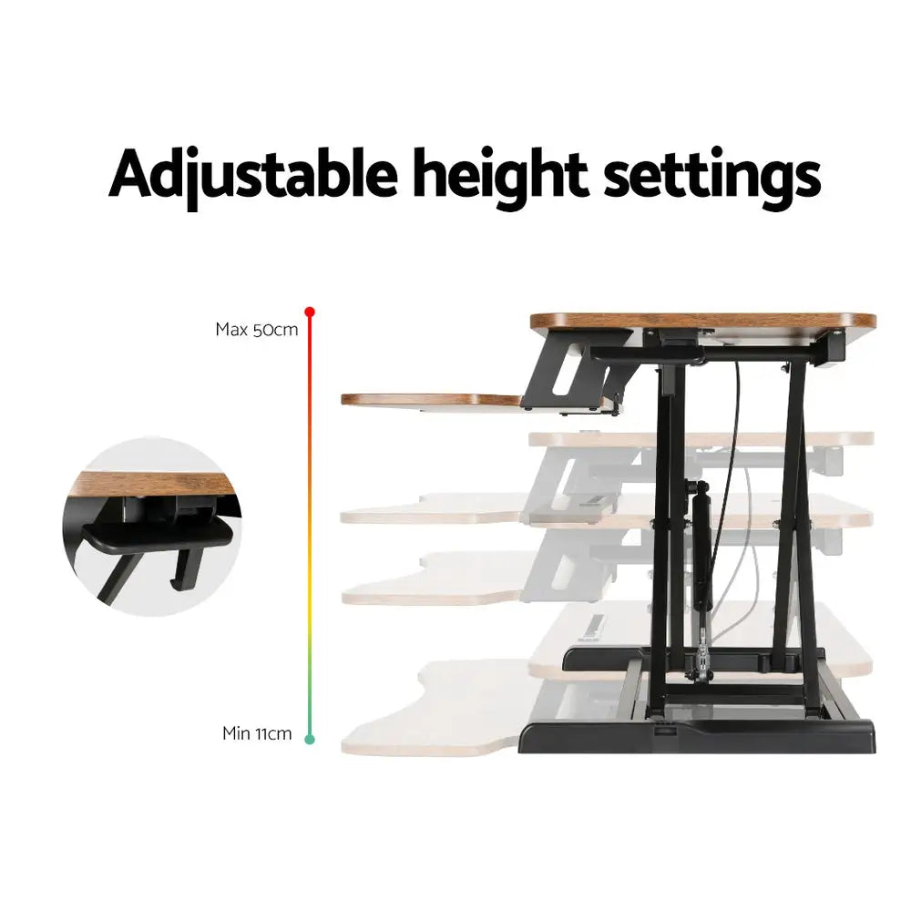 Artiss Standing Desk Riser Height Adjustable Rustic Brown 80CM - Furniture > Office