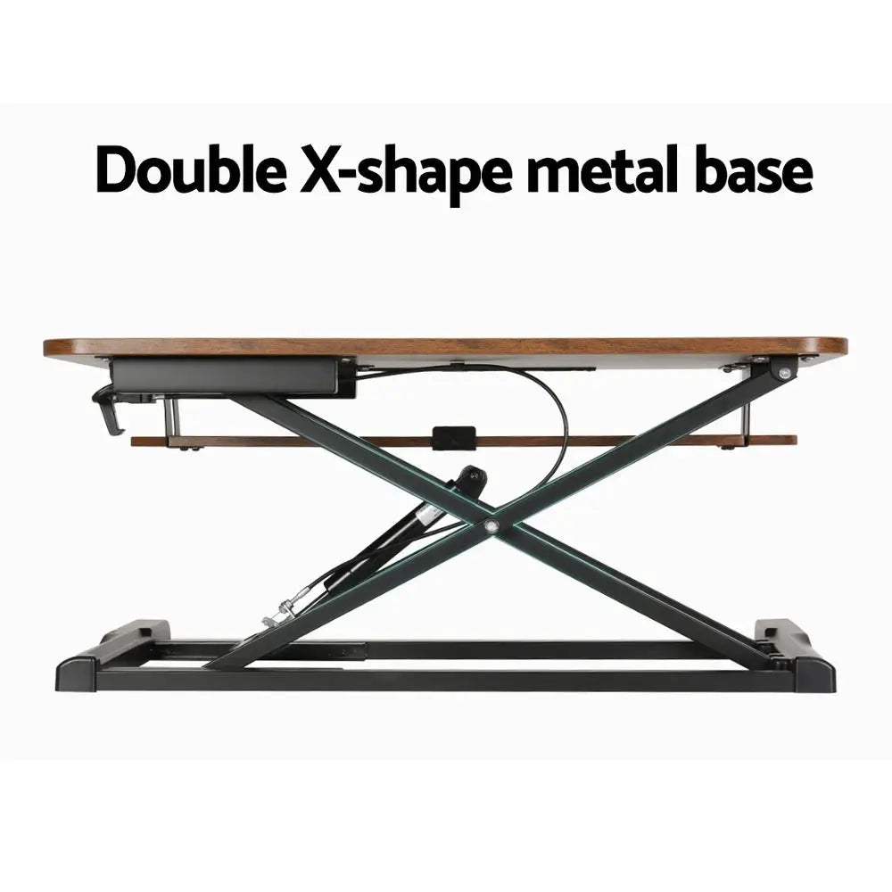Artiss Standing Desk Riser Height Adjustable Rustic Brown 80CM - Furniture > Office