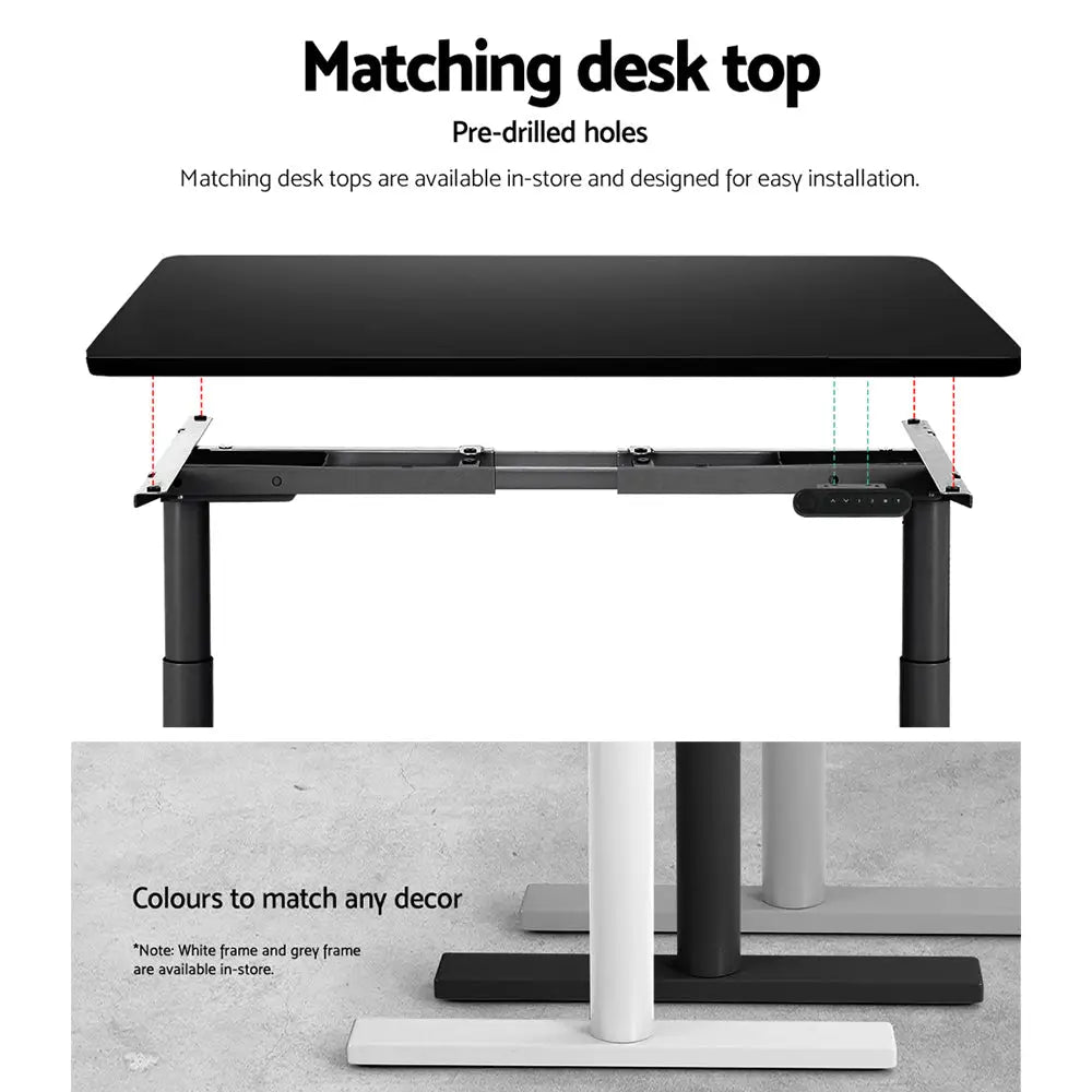 Artiss Standing Desk Sit Stand Motorised Adjustable Frame Only Dual Motor Black - Furniture > Office