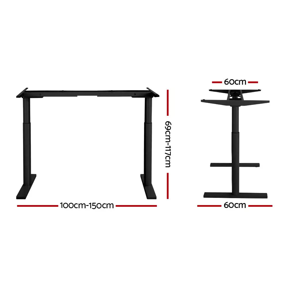 Artiss Standing Desk Sit Stand Motorised Adjustable Frame Only Dual Motor Black - Furniture > Office