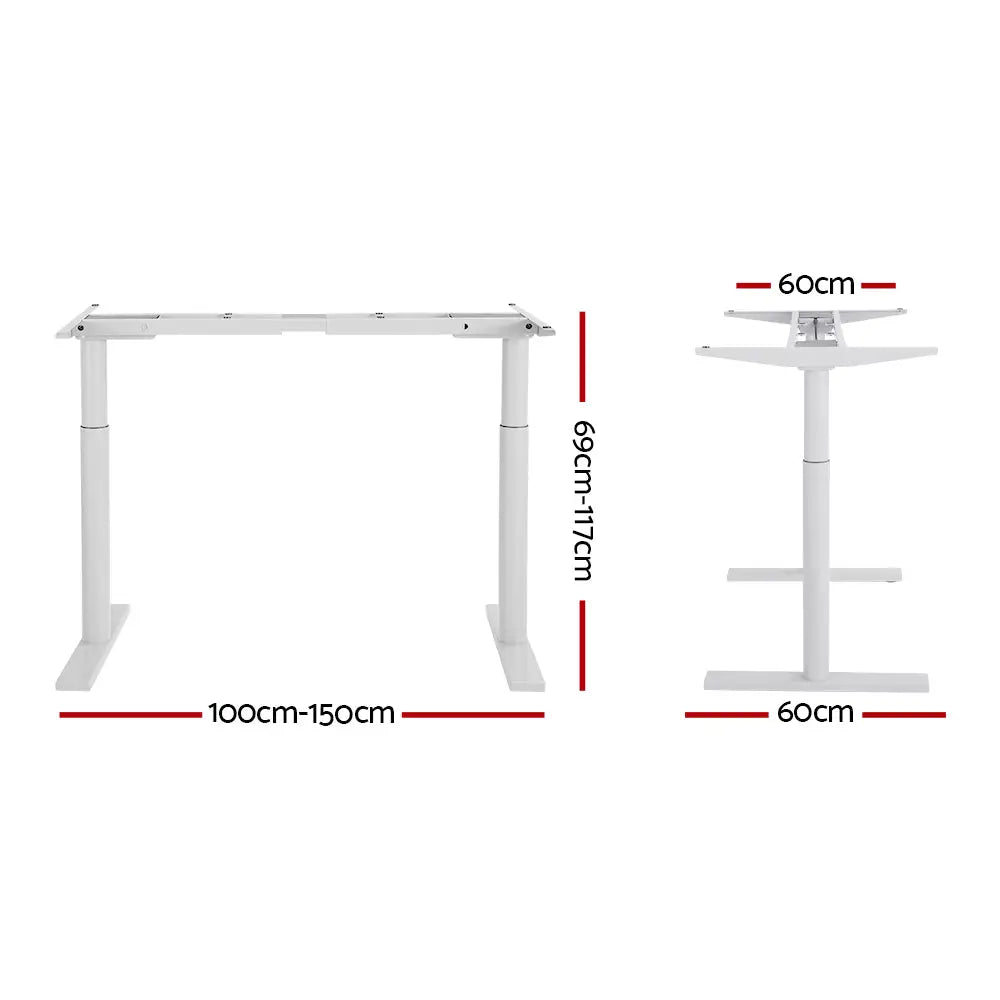 Artiss Standing Desk Sit Stand Motorised Adjustable Frame Only Dual Motor White - Furniture > Office