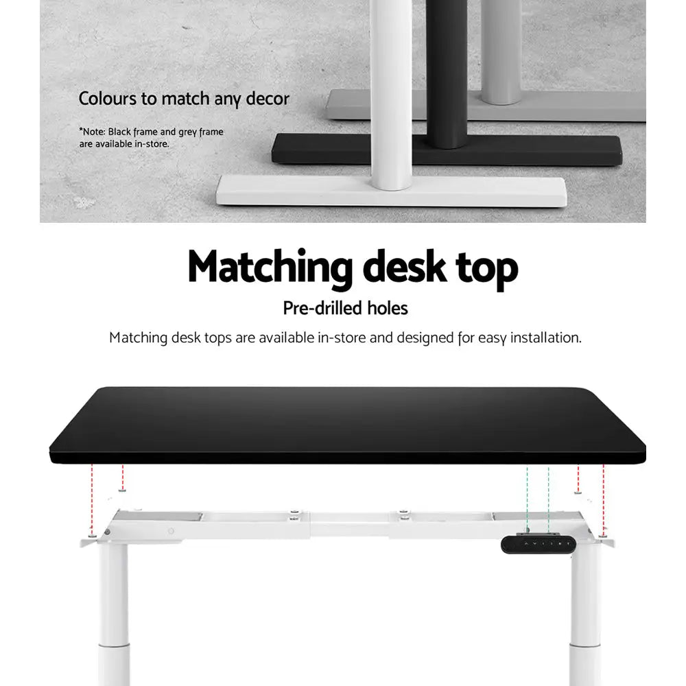 Artiss Standing Desk Sit Stand Motorised Adjustable Frame Only Dual Motor White - Furniture > Office