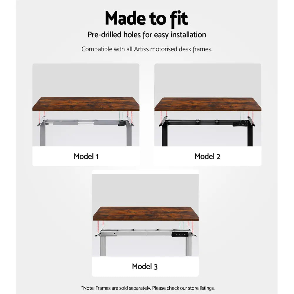 Artiss Standing Desk Top Rustic Brown 120CM - Furniture > Office