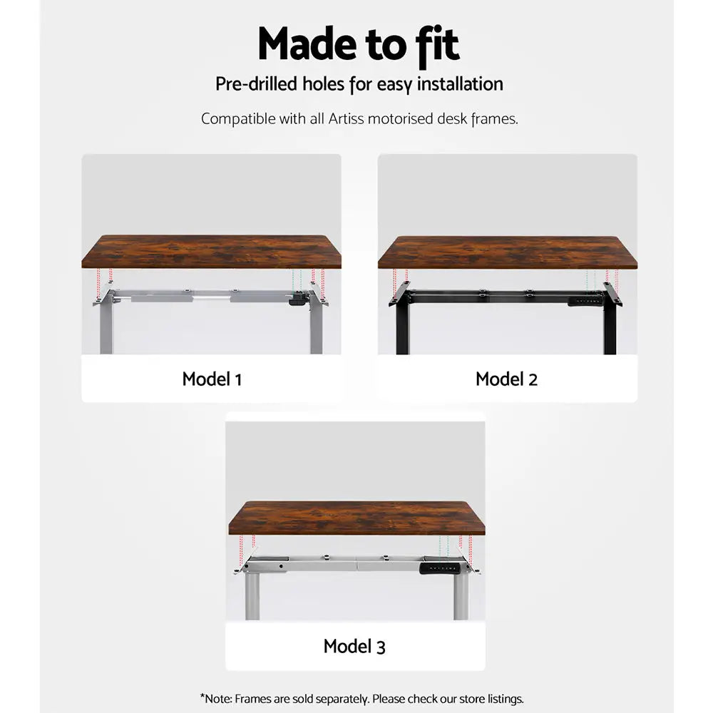 Artiss Standing Desk Top Rustic Brown 140CM - Furniture > Office