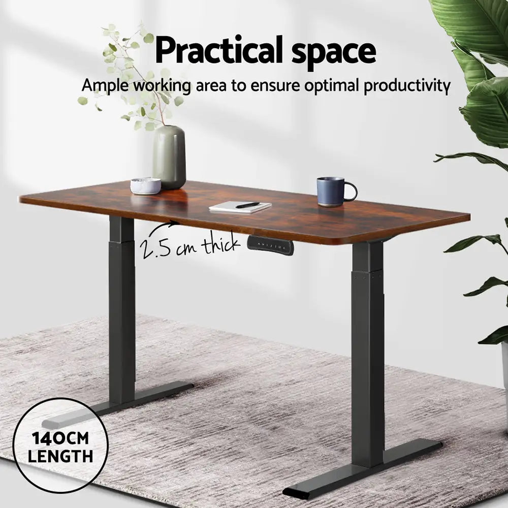 Artiss Standing Desk Top Rustic Brown 140CM - Furniture > Office